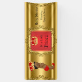 Banner Prince Baby shower Rood Goud Etnisch (Verticaal)