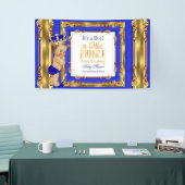 Banner Prince Baby shower Royal Blue Gold Brunette (Beurs)