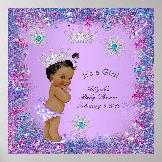 Banner Princess Baby shower Lila Blauwgroen Roze E Poster (Voorkant)
