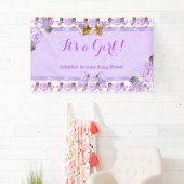 Banner Princess Baby shower Paarse Rozen Bloemen (Insitu)