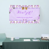 Banner Princess Baby shower Paarse Rozen Bloemen (Beurs)