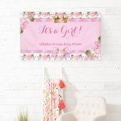 Banner Princess Baby shower Pink Roses Gold Crown (Insitu)