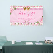 Banner Princess Baby shower Pink Roses Gold Crown (Beurs)