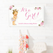 Banner Princess Baby shower Roze Bloemen Blond (Insitu)
