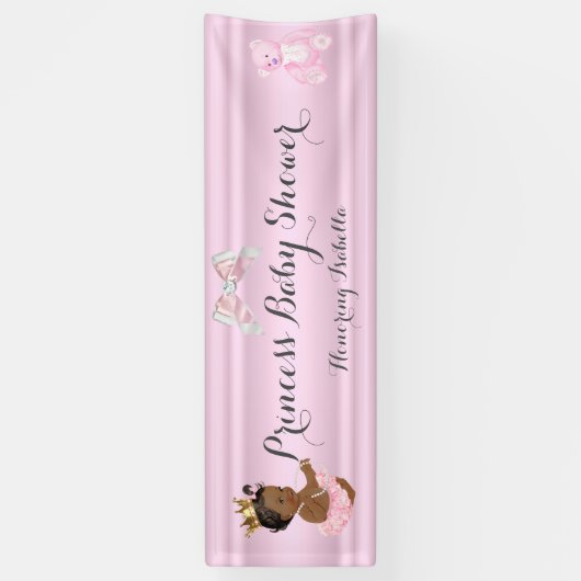Banner Princess Baby shower Roze Etnisch (Verticaal)