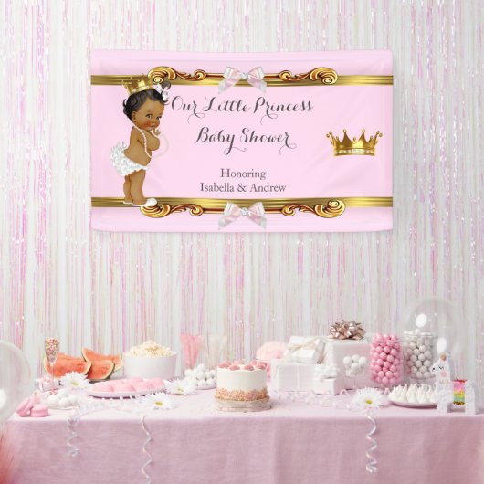 Banner Princess Baby shower Roze Wit Goud (Feest)