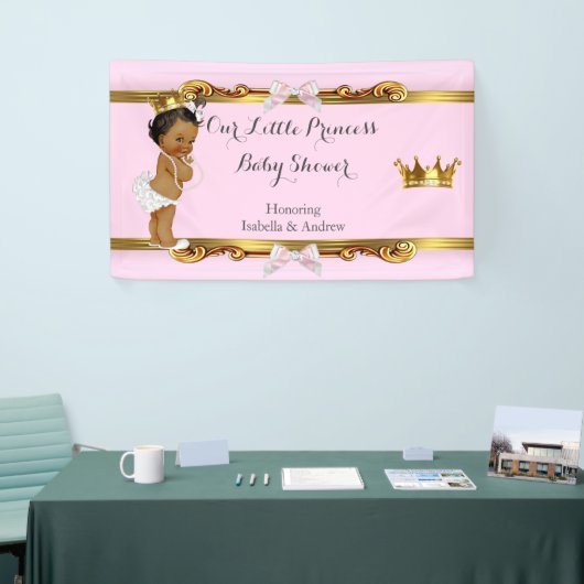 Banner Princess Baby shower Roze Wit Goud (Beurs)