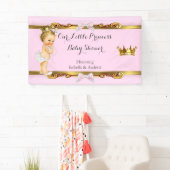 Banner Princess Baby shower Roze Wit Goud Blond (Insitu)