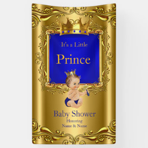 Banner Prins Baby Shower Blauw Goud Bruin 2