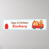 Banner Red Fire Fighter Boy Birthday Party Poster (Voorkant)