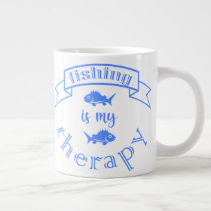 Banner ribbon quote Vissen is mijn therapie Grote Koffiekop