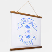 Banner ribbon quote Vissen is mijn therapie Hangend Wandkleed (Gebogen)