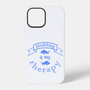 Banner ribbon quote Vissen is mijn therapie iPhone 12 Hoesje