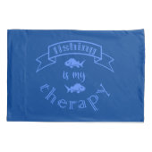 Banner ribbon quote Vissen is mijn therapie Kussensloop (Achterkant)