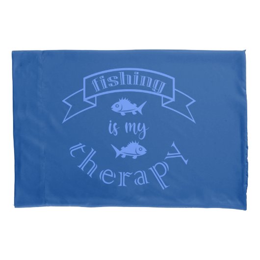 Banner ribbon quote Vissen is mijn therapie Kussensloop (Voorkant)
