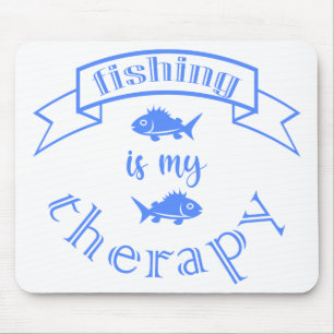 Banner ribbon quote Vissen is mijn therapie Muismat