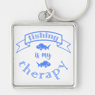 Banner ribbon quote Vissen is mijn therapie Sleutelhanger