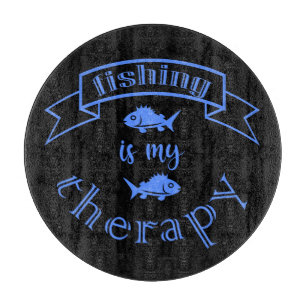 Banner ribbon quote Vissen is mijn therapie Snijplank