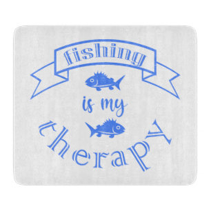 Banner ribbon quote Vissen is mijn therapie Snijplank