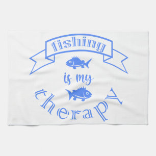 Banner ribbon quote Vissen is mijn therapie Theedoek