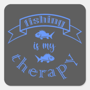 Banner ribbon quote Vissen is mijn therapie Vierkante Sticker