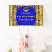 Banner Royal Prince Baby shower Blauw Gouden Kroon (Insitu)