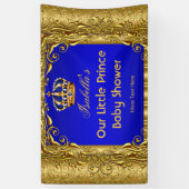Banner Royal Prince Baby shower Blauw Gouden Kroon (Verticaal)