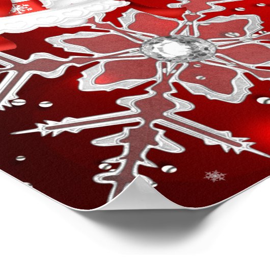 Banner Sparkle Snowflake Red Kerstparty Poster (Hoek)
