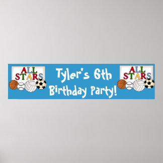 Banner Sports Birthday Party Poster
