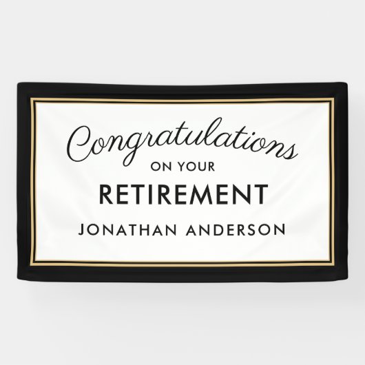 Banner van Black and Gold Simple Retirement Party (Horizontaal)