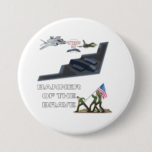 Banner van de dappere witte ronde button 7,6 cm