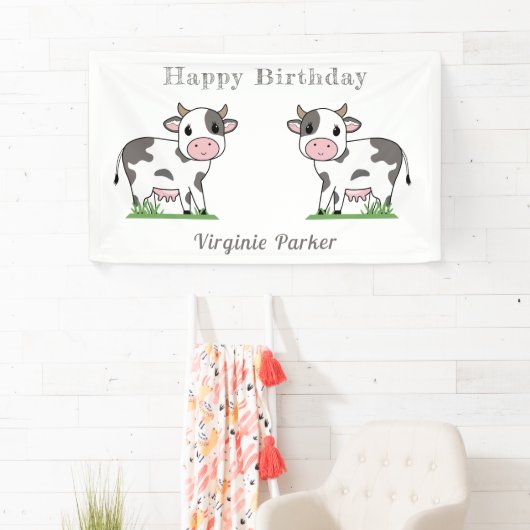 Banner van de verjaardag met de Koeien van de ute (Insitu)