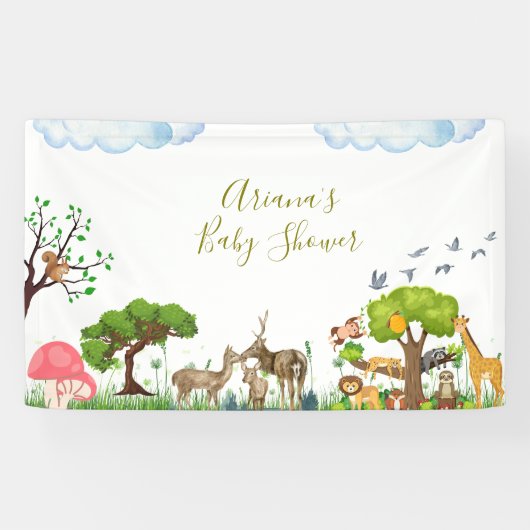Banner van het Forest Animals Baby shower (Horizontaal)