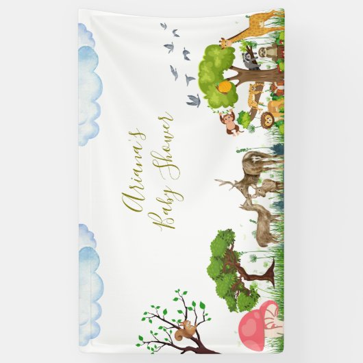Banner van het Forest Animals Baby shower (Verticaal)
