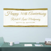 Banner voor 50e Jubileum, goud en wit (Beurs)