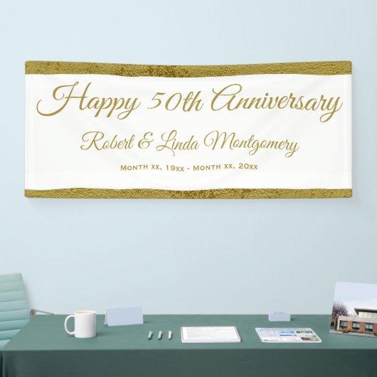 Banner voor 50e Jubileum, goud en wit (Beurs)