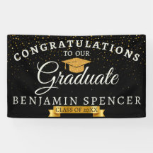 Banner voor Afstuderen met zwart en goud