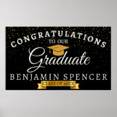 Banner voor Afstuderen met zwart en goud Poster (Voorkant)