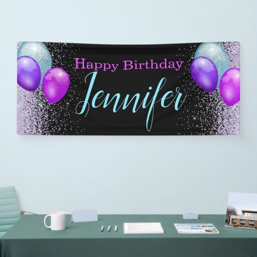 Banner voor ballonnen en glitter Horizontal Birthd (Beurs)