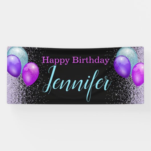Banner voor ballonnen en glitter Horizontal Birthd (Horizontaal)