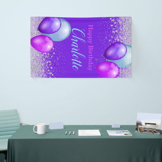 Banner voor ballonnen en Glitter Vertical Birthday (Beurs)