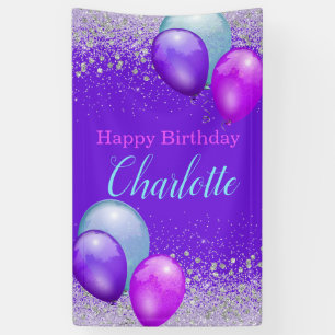 Banner voor ballonnen en Glitter Vertical Birthday