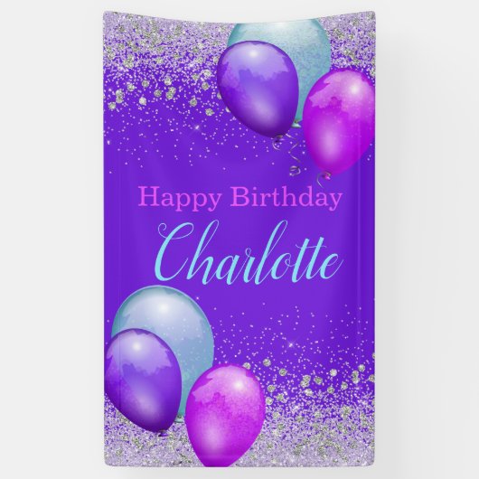 Banner voor ballonnen en Glitter Vertical Birthday (Verticaal)