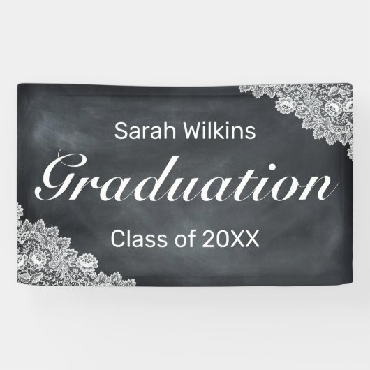 Banner voor Blackboard en White Lace Afstuderen (Horizontaal)