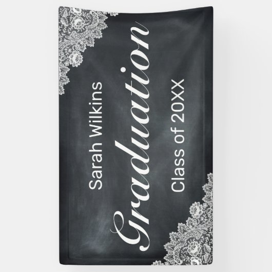 Banner voor Blackboard en White Lace Afstuderen (Verticaal)