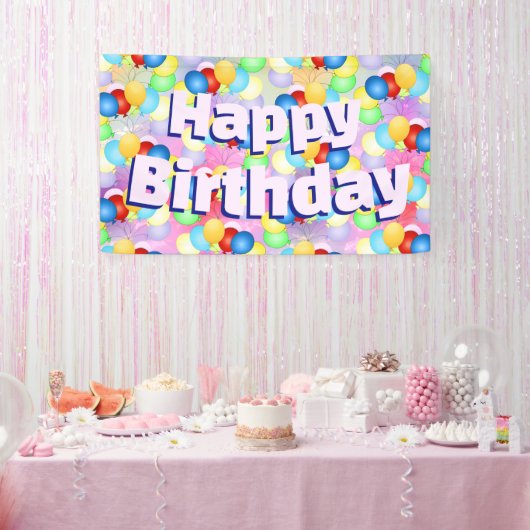 Banner voor Bright Festive Birthday-ballonnen (Feest)