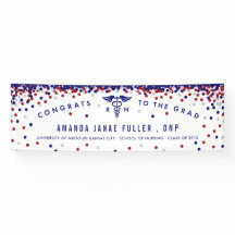 Banner voor rood, wit en blauw zend Afstuderen