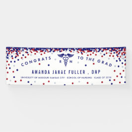 Banner voor rood, wit en blauw zend Afstuderen