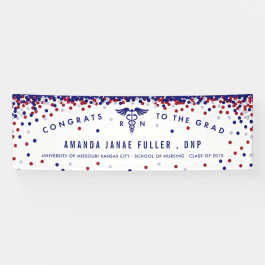 Banner voor rood, wit en blauw zend Afstuderen (Horizontaal)