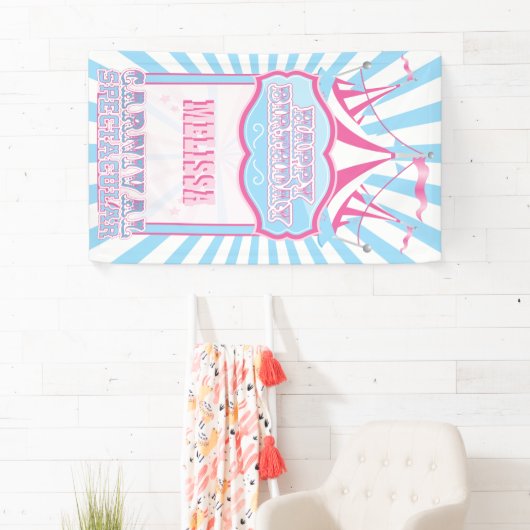 Banner voor roze en blauwe carnavalpartij (Insitu)